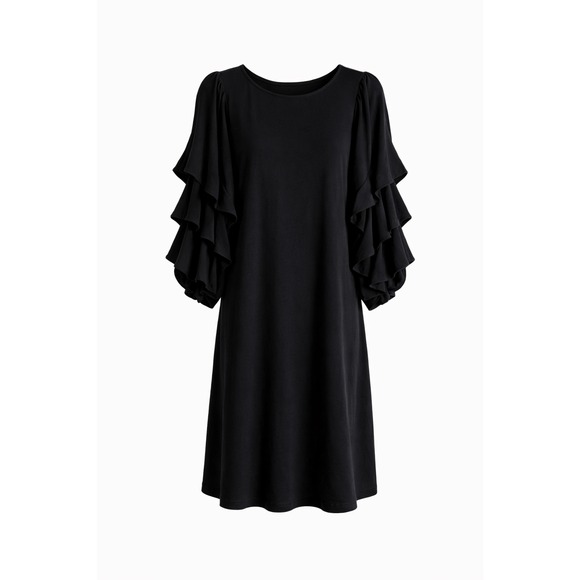 Lilly Pulitzer Leone Onyx Black Ruffle Sleeve Shift Dress NWT MSRP $178  Medium